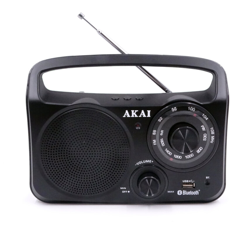 AKAI PORTATILE AM/FM Radio con Bluetooth USB e AUX classico apr-85bt 