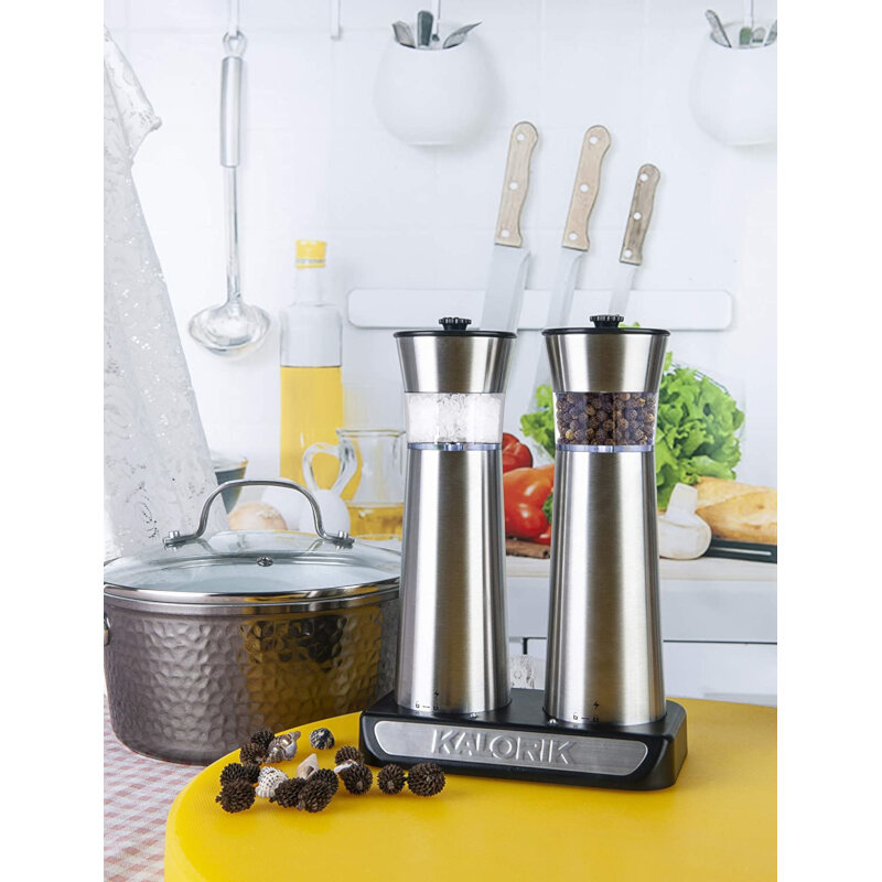 Kalorik Rechargeable Gravity Salt & Pepper Grinder Set